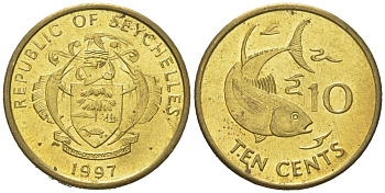 Сейшельские Острова (Сейшелы) 10 центов 1997 KM 48 латунь UNC 4618-1154
