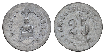 Мюнстер 25 пфеннигов 1917 Funck 350.2A, Men18 22667.3 цинк 4659-365
