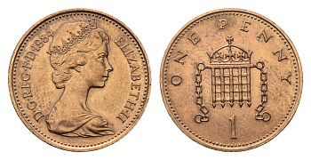 Великобритания 1 пенни 1984 Елизавета II (1952-2022) KM 927, Spink B2 бронза BU 4690-765