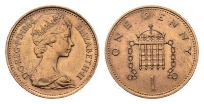 Великобритания 1 пенни 1984 Елизавета II (1952-2022) KM 927, Spink B2 бронза BU 4690-765
