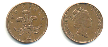 Великобритания 2 пенса 1994 Елизавета II (1952-2022) KM 936а, Spink 4386 (C4) сталь плакированная медью 177-836