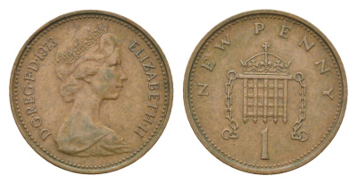 Великобритания 1 пенни 1973 Елизавета II (1952-2022) KM 915, Spink 4237 (B1) бронза 4685-1214
