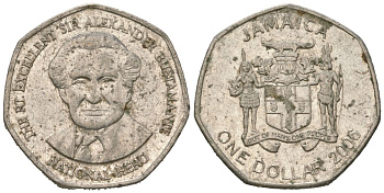 Ямайка 1 доллар 2006 KM 164 сталь плакированная никелем 4621-546