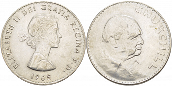 Великобритания 1 крона (5 шиллингов) 1965 Уинстон Черчилль, Елизавета II (1952-2022) KM 910, Spink 4144 медно-никель 107-422