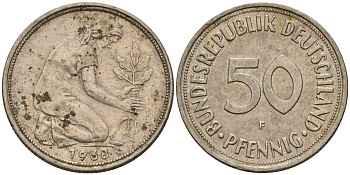 ФРГ 50 пфеннигов 1968 F J. 384, KM 109.1 медно-никель    4602-721