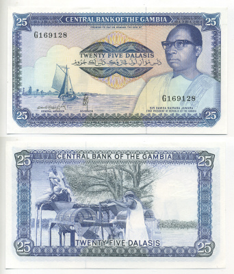 Гамбия 25 даласи ND (1987-1990) Дауда Кайраба Джавара, рыбаки Pick 11 c бумага UNC (пресс) 6278-50-2