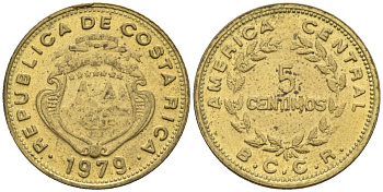 Коста-Рика 5 сентимо 1979 KM 184.3а латунь 4588-954