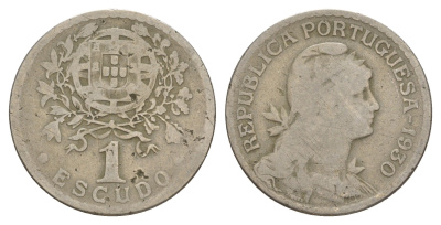 Португалия 1 эскудо 1930 KM 578 никель латунь 4654-253