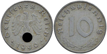 Германия 10 рейхспфеннигов 1940 J KM 101, J. 371 цинк 4401-857