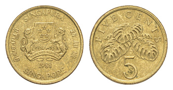 Сингапур 5 центов 1988 KM 50 алюминиевая бронза 4640-519
