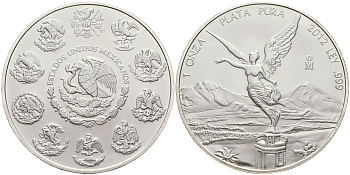Мексика 1 онза 2012 Mo, серебряная инвестиционная монета "Свобода" KM 639 серебро    1080-10-54