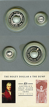 Австралия 1 доллар и 25 центов 1989 холи доллар (HOLEY), аборигенская культура, дырявый доллар, в оригинальной упаковке KM 131, 132 серебро  PROOF  1-6-4-17