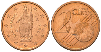 Сан-Марино 2 евроцента 2004 R KM 441 сталь плакированная медью aUNC 4618-668