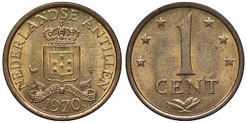 Нидерландские Антилы 1 цент 1970 Юлиана (1948-1980) KM 8 бронза UNC 4118-846