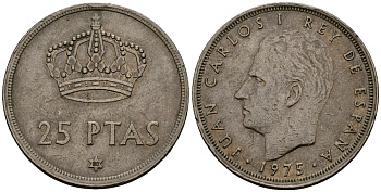 Испания 25 песет 1975 (80) Хуан Карлос I (1975-2014) KM 808 медно-никель 4165-944