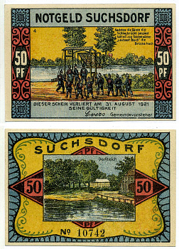 ЗУКСДОРФ 50 пфеннигов 1921 1921-31 августа 1921, НОТГЕЛЬД, ЗЕМЛЯ ШЛЕЗВИГ-ГОЛЬШТЕЙН Grabowski 1291.1а бумага 00-00