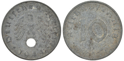 Германия 10 рейхспфеннигов 1944 A KM 101, J. 371 цинк 4132-624