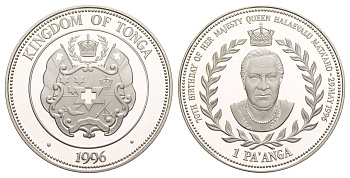 Тонга 1 паанга 1996 60-летие Короля, тираж 5.000 экземпляров KM 170 серебро PROOF 1091-10-12