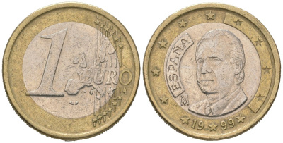 Испания 1 евро 1999 M, Хуан Карлос I (1975-2014) KM 1046 биметалл 4604-1032