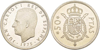 ИСПАНИЯ 50 ПЕСЕТ 1975 (79) ХУАН КАРЛОС I (1975-) KM 809 медно-никель PROOF 4517-246