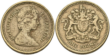 Великобритания 1 фунт 1983 Елизавета II (1952-2022) KM 933, Spink 4221 никель латунь 81-941