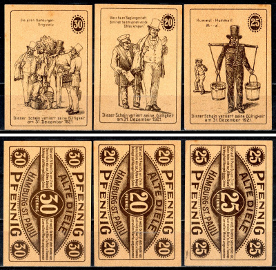 Гамбург (Гамбург) набор из 3 нотгельдов 1921 7556-74-3-2