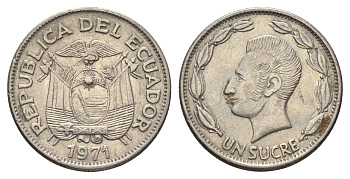 Эквадор 1 сукре 1971 Антонио Хосе Сукре KM 78b сталь плакированная никелем 4663-351
