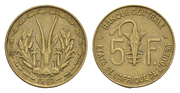Западная Африка (BCEAO) 5 франков 1969 KM 2a медь алюминий никель 4640-433