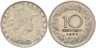 Австрия 10 грошей 1925 KM 2838 медно-никель 4591-1017