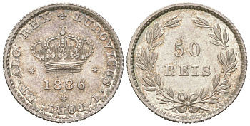 Португалия 50 реалов 1886 Луиш I (1861-1889) KM 506 серебро 4611-256