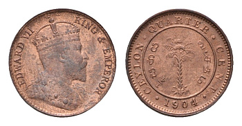 Цейлон 1/4 цента 1904 Эдуард VII (1901-1910) KM 100 медь UNC 650-1733