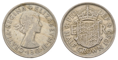Великобритания 1/2 кроны 1959 Елизавета II (1952-2022) KM 907, Spink 4145 медно-никель 79-113