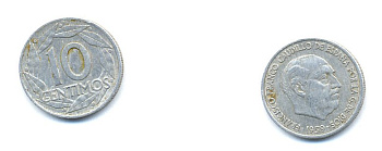 Испания 10 сентимо 1959 Франсиско Франко (1939-1975) KM 790 алюминий 29-351