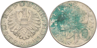 Австрия 10 шиллингов 1974 KM 2918 никель плакированный медно-никелем 4116-1013