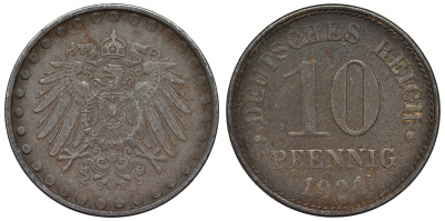 Германия 10 пфеннигов 1921 A KM 20, J. 298 железо 4119-221