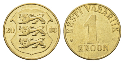 Эстония 1 крона 2000 KM 35 латунь 4688-712