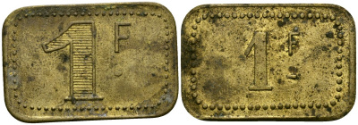 Франция 1 франк ND ресторанный жетон латунь 4166-125