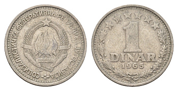 Югославия 1 динар 1965 KM 47 медно-никель 4674-914