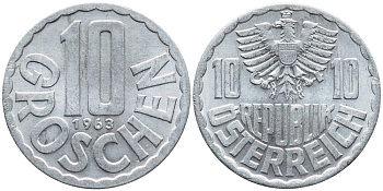 Австрия 10 грошей 1963 KM 2878 алюминий 4396-1116