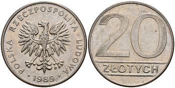 Польша 20 злотых 1989 MW Y 153.2 медно-никель 4187-744