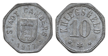 Камберг 10 пфеннигов 1917 Funck 74.2, Men05 4155.2, Men18 5301.2 цинк 4659-253