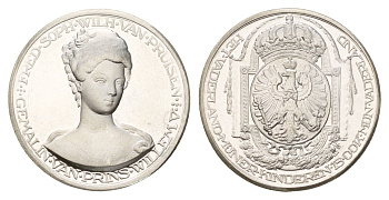 Нидерланды медаль из серии история Нидерландов - Вильгельмина - супруга Вильгельма V Оранского первая половина XX века Het Vaderland Mujer Kinderen is Ook Mun Vaderland (Родина моих детей - это и моя родина), диаметр 25 мм, вес 7,8 гр серебро PROOF 4671-1