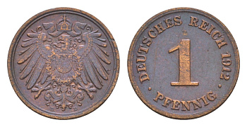 Германия 1 пфенниг 1912 D, Вильгельм II (1888-1918) KM 10, J. 10 медь 4639-1144