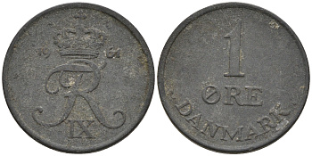 ДАНИЯ 1 ЭРЕ 1961 С; S, ФРЕДЕРИК IX (1947-1972) KM 839.2 цинк 4564-1142