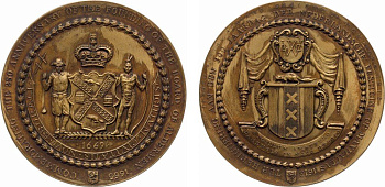 США медаль 1915 250 лет голландскому обществу в Нью-Йорке, 75 мм бронза 02-013-11-3