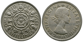 Великобритания 2 шиллинга (флорин) 1956 Елизавета II (1952-2022) KM 906, Spink 4146 медно-никель 4382-112