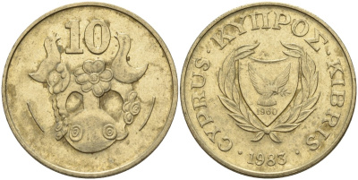 Кипр 10 центов 1983 KM 56.1 никель латунь 4141-1125