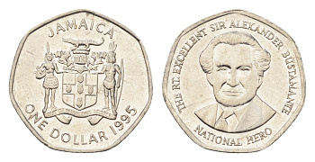 Ямайка 1 доллар 1995 Александр Бустаманте KM 164 сталь плакированная никелем UNC 4664-743