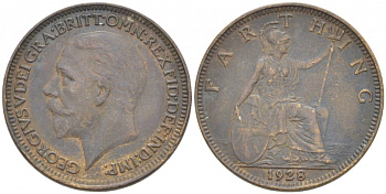 Великобритания 1 фартинг 1928 Георг V (1910-1936) KM 825, Spink 4061 бронза 3955-264