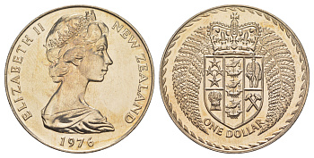 Новая Зеландия 1 доллар 1976 тираж 36.000 экземпляров KM 38 медно-никель BU 93-821